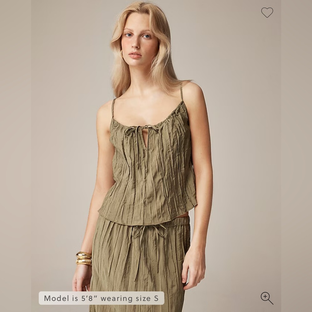 j crew olive green crinkle tank **SOLD**